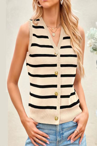 Knitted striped vest, vest, vest, knitted sweater