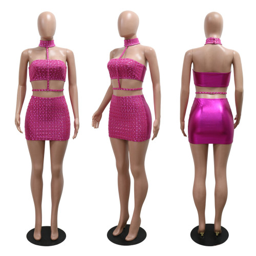 Strapless top paired with hip hugging skirt