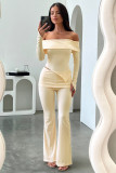 One shoulder long sleeved pants set