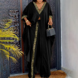 V-neck printed drawstring pants plus two piece set