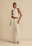 Backless lace up neck top set