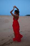 Backless slit camisole long dress
