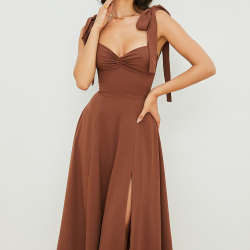 Backless chiffon dress, long skirt