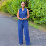 Sleeveless pleated suit