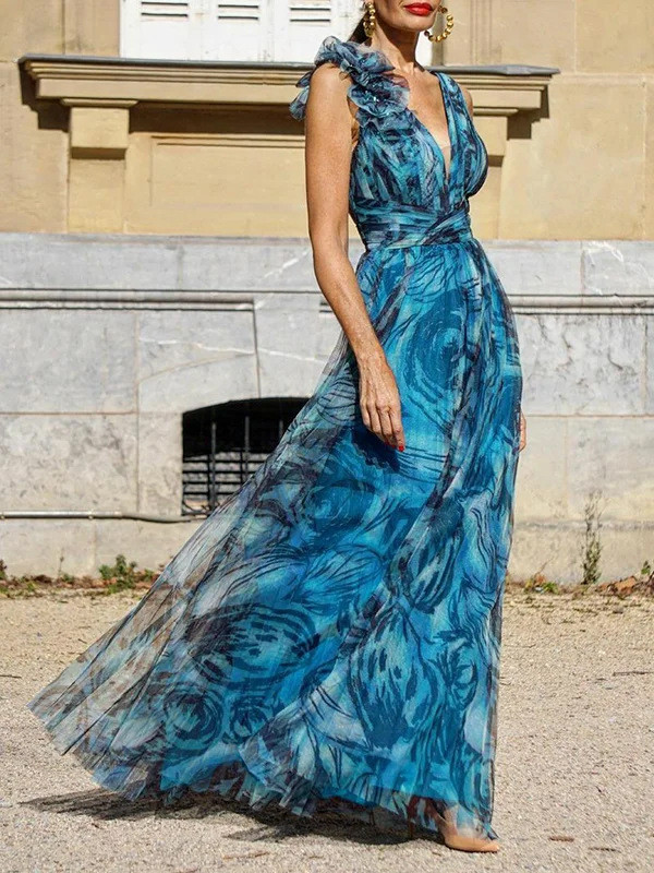 Large skirt printed dress