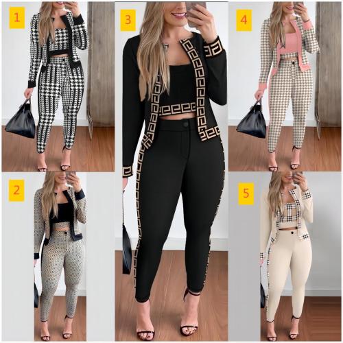 Women's vest, cardigan, tight pants three piece set