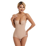 Large backless U-shaped top support bra jumpsuit