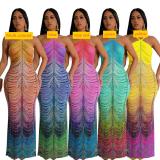 Hot pressed diamond wrapped hip length dress