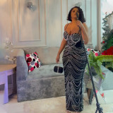 Slips, rhinestones, evening gown, jumpsuit, long skirt