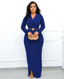 Gold and silver striped hip hugging dress