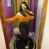 Color blocked zipper cardigan, tight Bottoms,Pants, sports suit