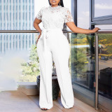 Lace lace hollow short sleeved jumpsuit