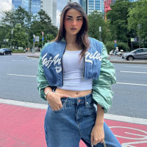 Motorcycle letter printed cardigan jacket