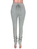 Thick sport drawstring stacking pants
