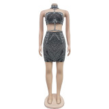 Women's sleeveless camisole rhinestone dress