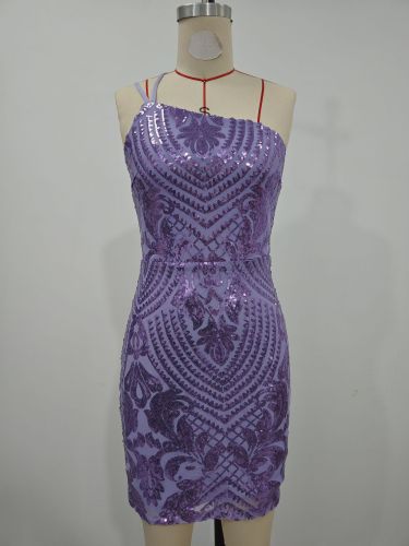 Strap strap bead wrapped hip dress