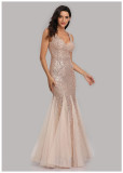 Sequined fish tail slim evening gown