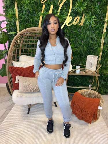 Fleece hoodie three piece set