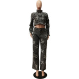 Cross Wash Water Burnt Denim Top