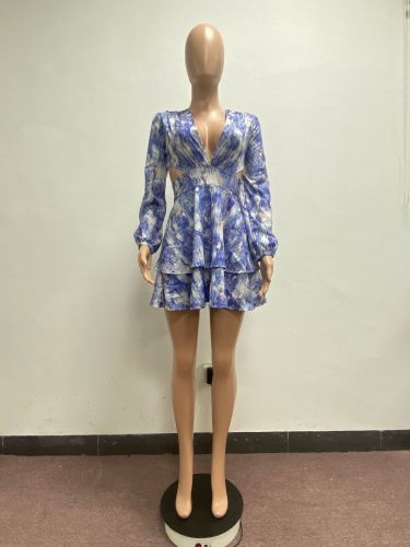 Long sleeved jumpsuit and short skirt