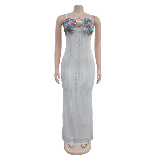 Women's sleeveless camisole dress, long skirt