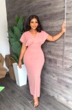 Backless high waisted slit dress