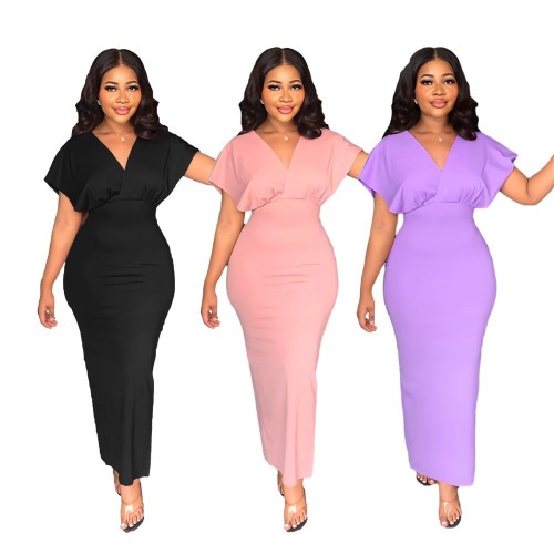 Backless high waisted slit dress