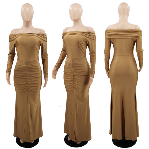 One neck slit hip hugging dress