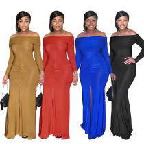 One neck slit hip hugging dress
