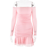 Pleated strapless dress