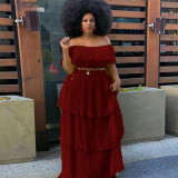 Chiffon one shoulder backless long skirt