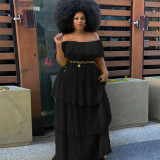 Chiffon one shoulder backless long skirt