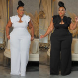 Large size camisole lace elastic wide leg jumpsuit