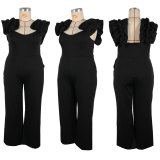 Large size camisole lace elastic wide leg jumpsuit