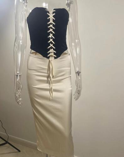 Strap top and half skirt set