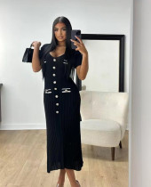 Women's new short sleeved V-neck dress