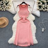 Color blocked striped knitted dress