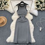 Color blocked striped knitted dress