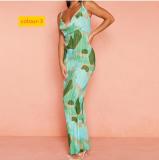 Printed pleated camisole dress