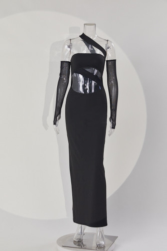 Tight mesh, neck wrapped, chest wrapped, hip wrapped, long skirt