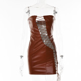 Strapless strap waist bag hip dress