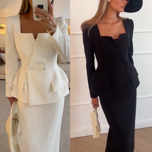 Long sleeved commuting pocket two-piece set