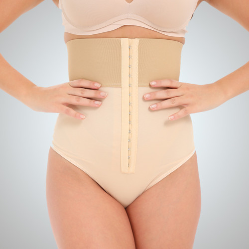 Ladies' body shaping high waisted 3-row buckle waist cinching strap hip lifting pants