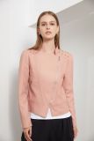 Ladies' beaded leather jacket, lapel motorcycle suit