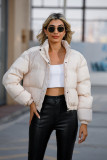Long sleeved high neck warm jacket, loose cotton jacket
