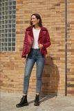 Fur integrated warm suede jacket with collar and waist belt included