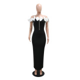 White large bow diamond chain dress