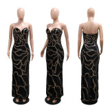 V-neck strapless banquet dress, host dress, dress
