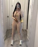 Two piece set of acid washed and color stir fried used jumpsuit