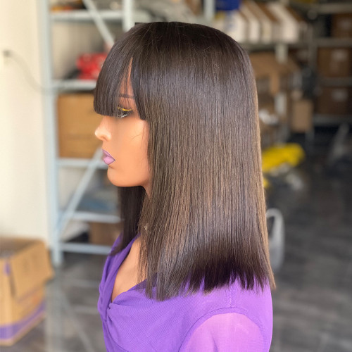 High weight human hair wig with long hair
